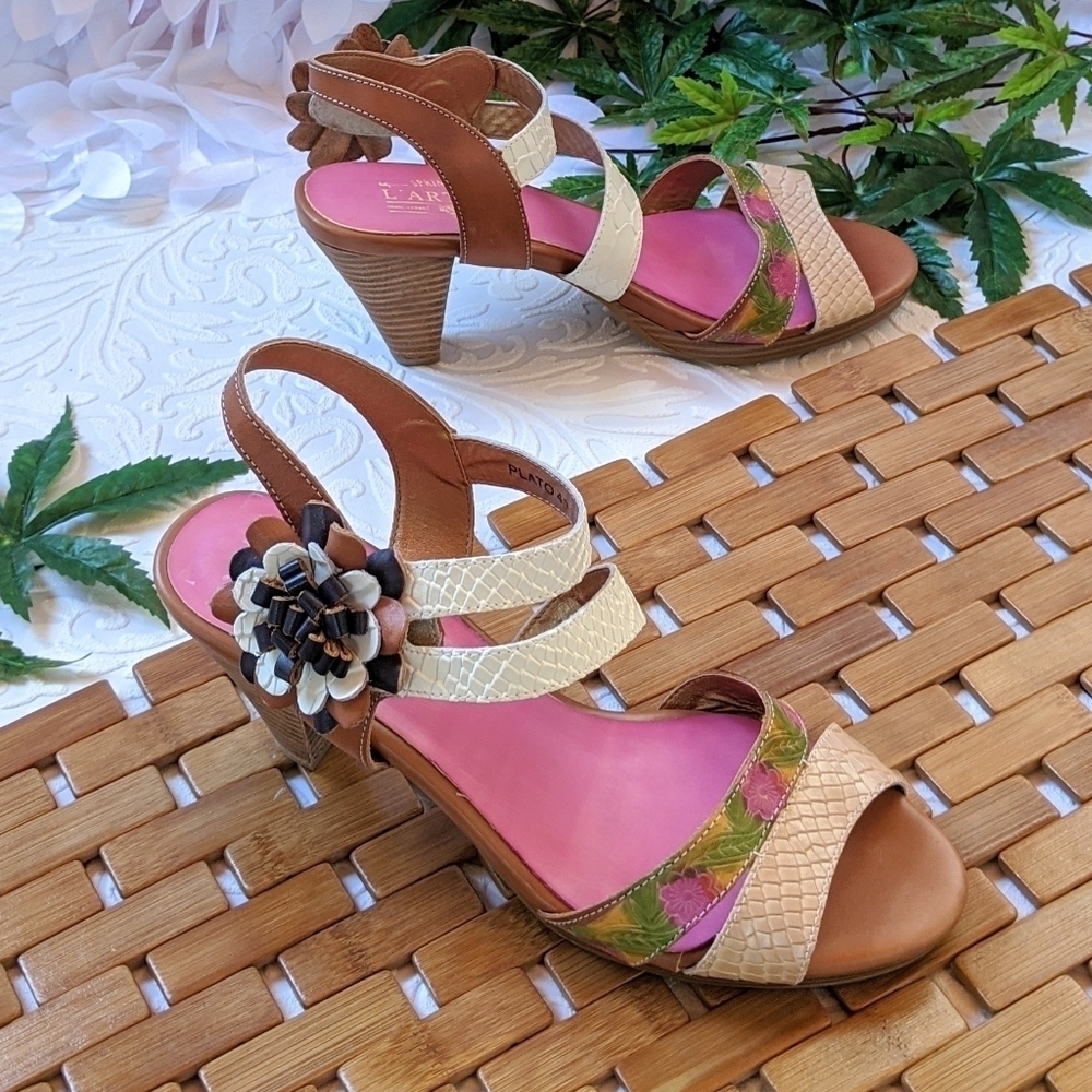 Floral Pink Multi-Accent Women's Heeled Sandals